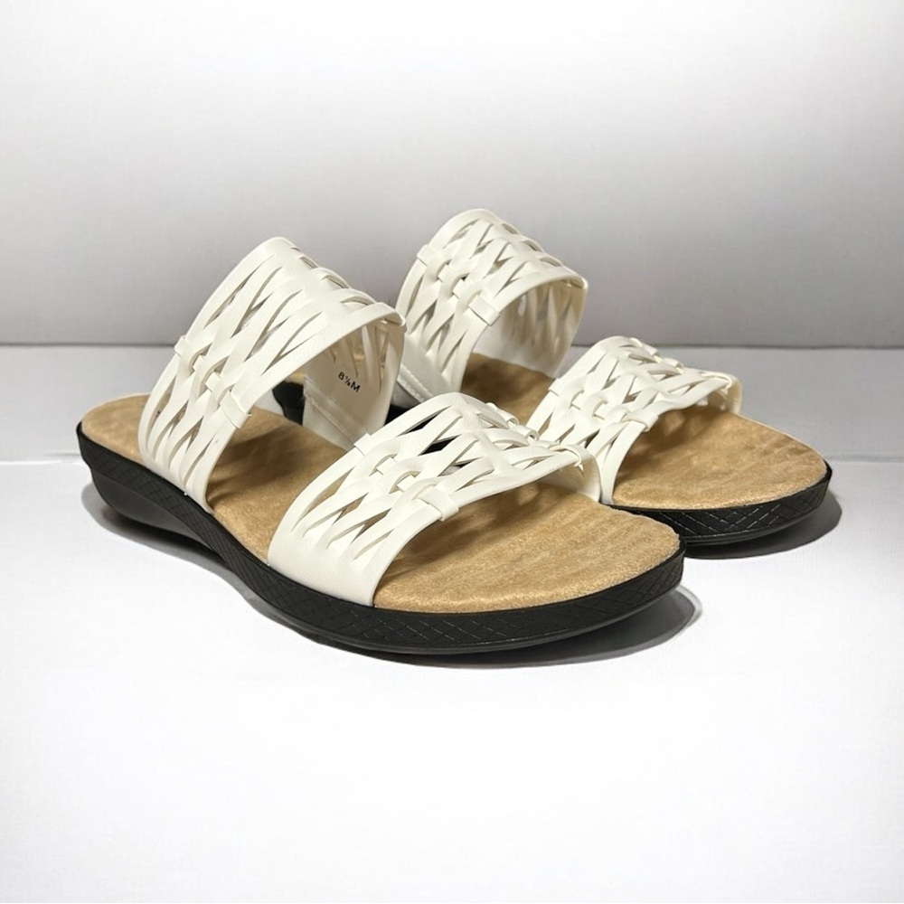 🌻NEW w.Box Easy Street White Agata Slide Sandal Size 8.5